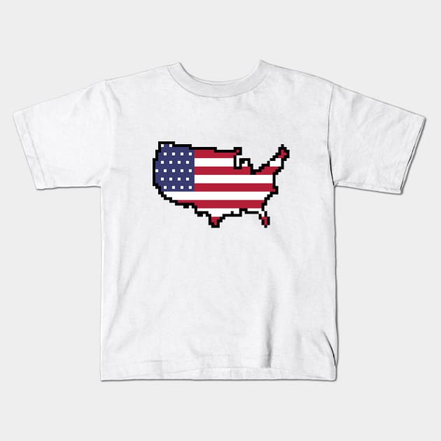 8-bit United States of America Kids T-Shirt by GraphicBazaar